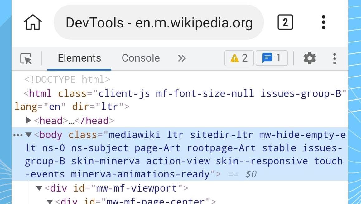 Open dev-tools in Android (no remote debug)